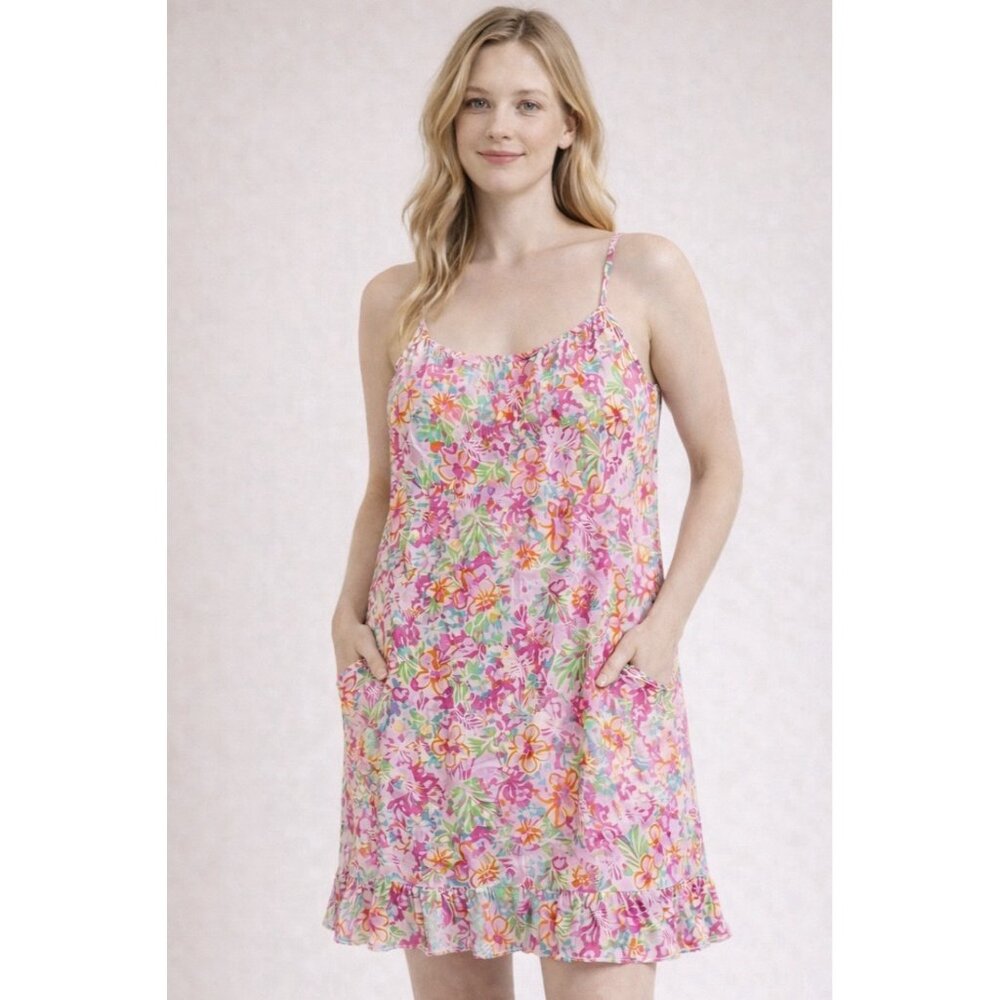 LAUREN RALPH LAUREN Nightgown Women’s 1X Monogram Logo Strap Floral 091
